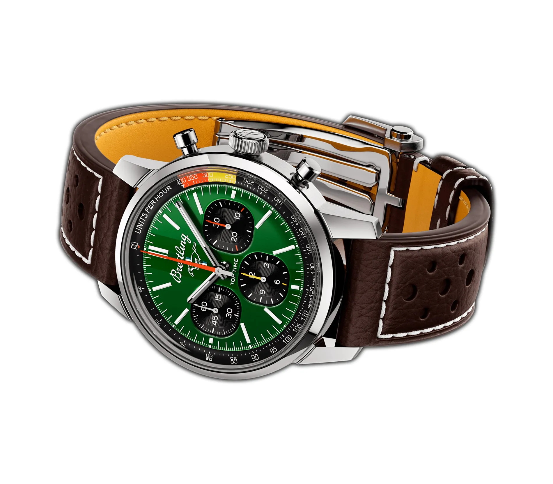 41mm Stainless Steel Green Dial Mustang Chronograph B01