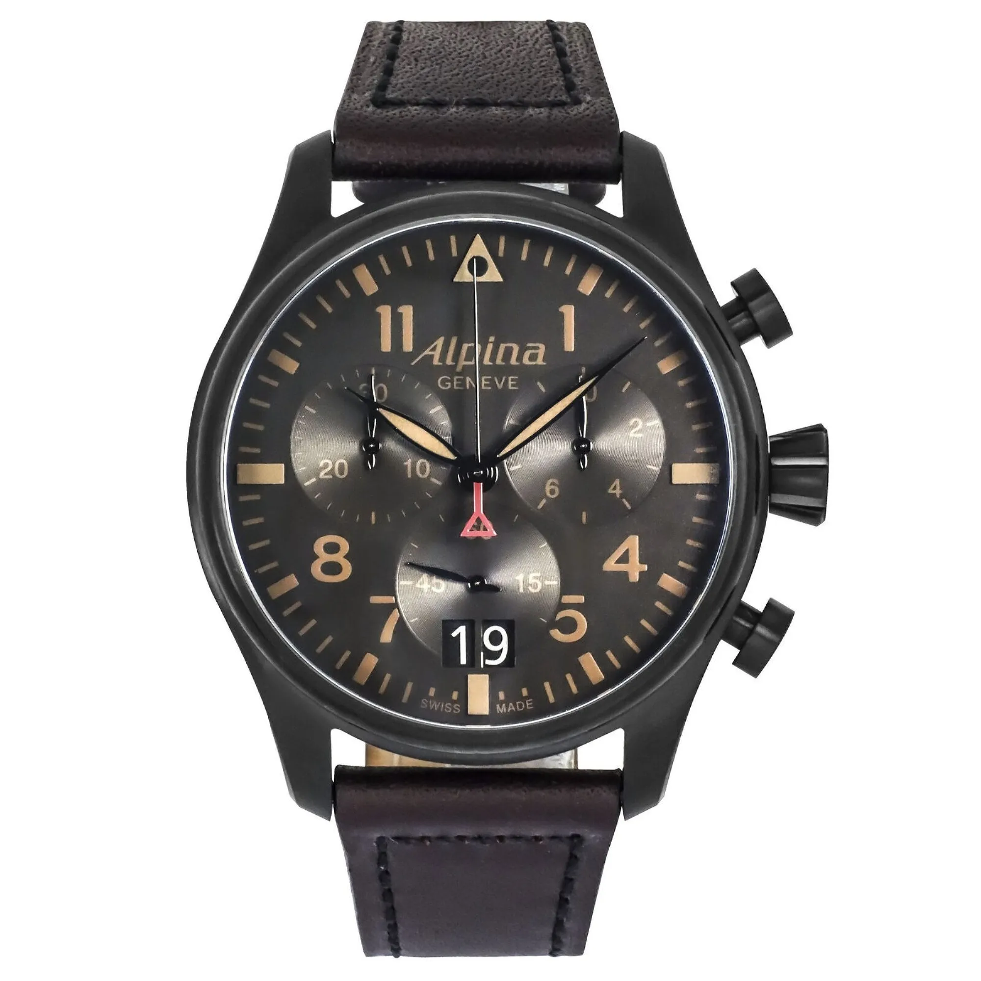 Alpina Men's AL-372BBG4FBS6 Startimer Pilot Chronograph Brown Leather Watch