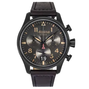 Alpina Men's AL-372BBG4FBS6 Startimer Pilot Chronograph Brown Leather Watch