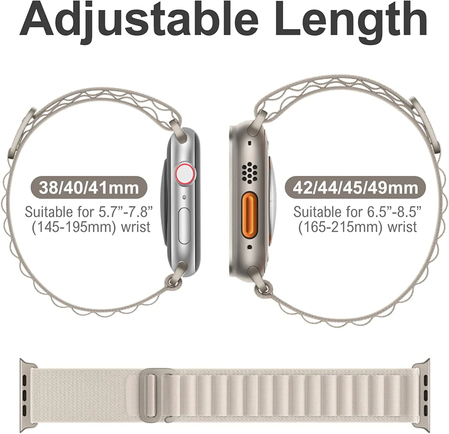 Alpine Band Strap Compatible With Apple Watch 42MM 44MM 45MM 49MM-White