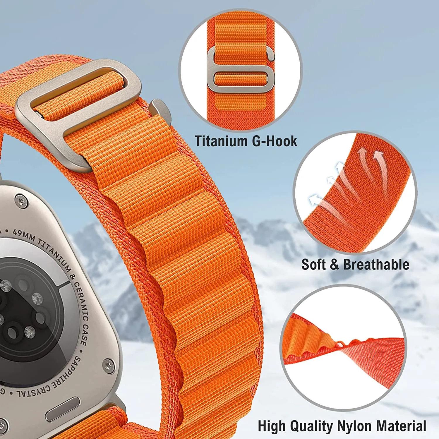Alpine Band Strap Compatible With Apple Watch 42MM 44MM 45MM 49MM-White