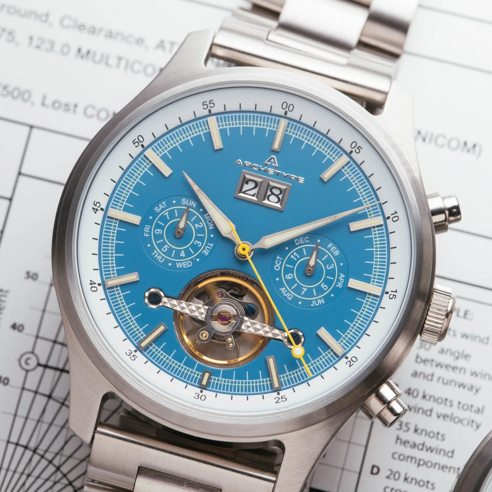 Archetype Blackhawk Automatic Calendar Sky Blue