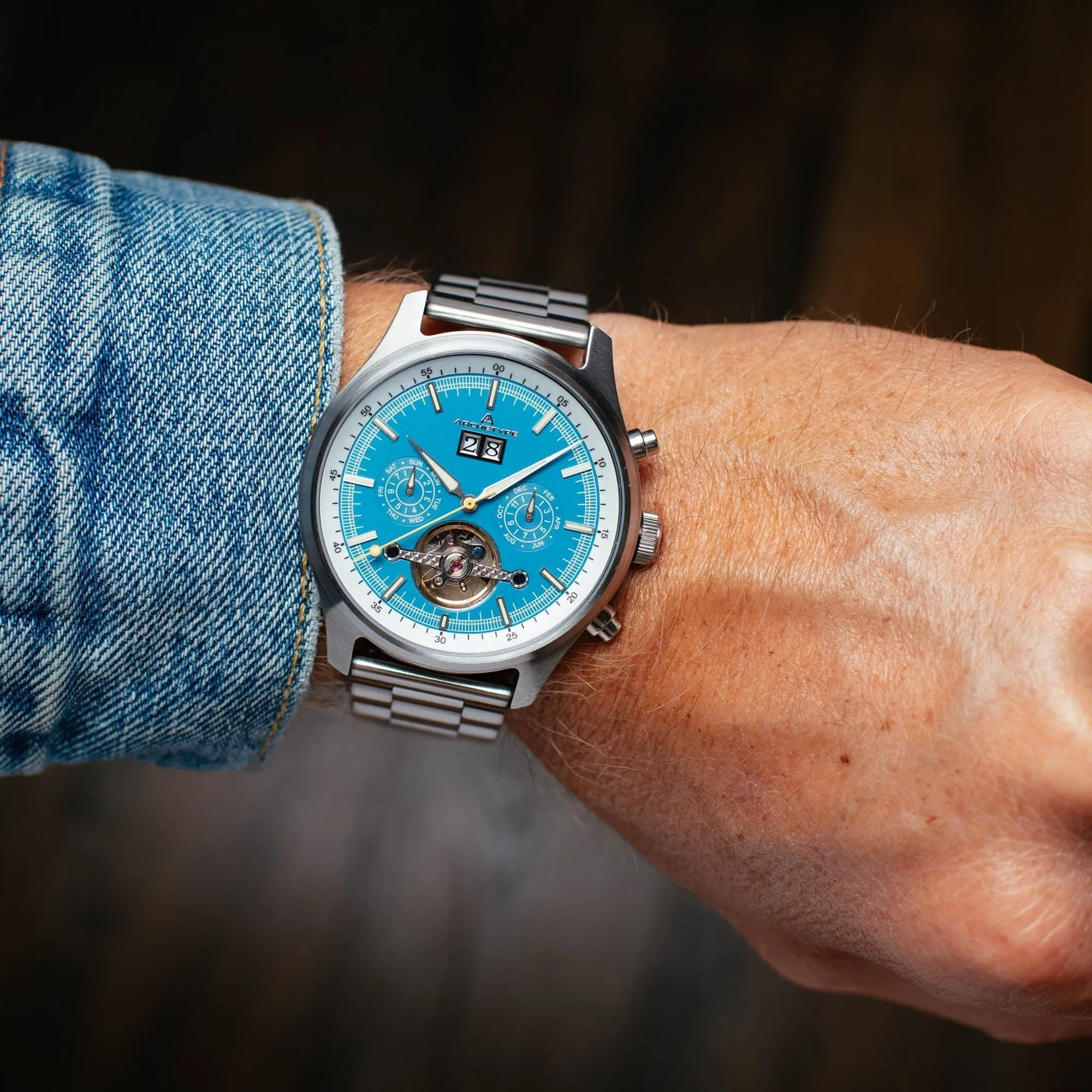Archetype Blackhawk Automatic Calendar Sky Blue