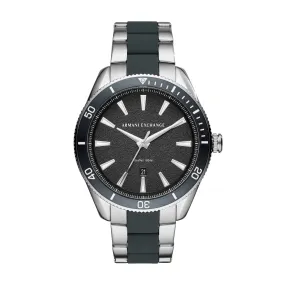 ARMANI EXCHANGE ENZO BLACK FACE BLACK SILVER BAND