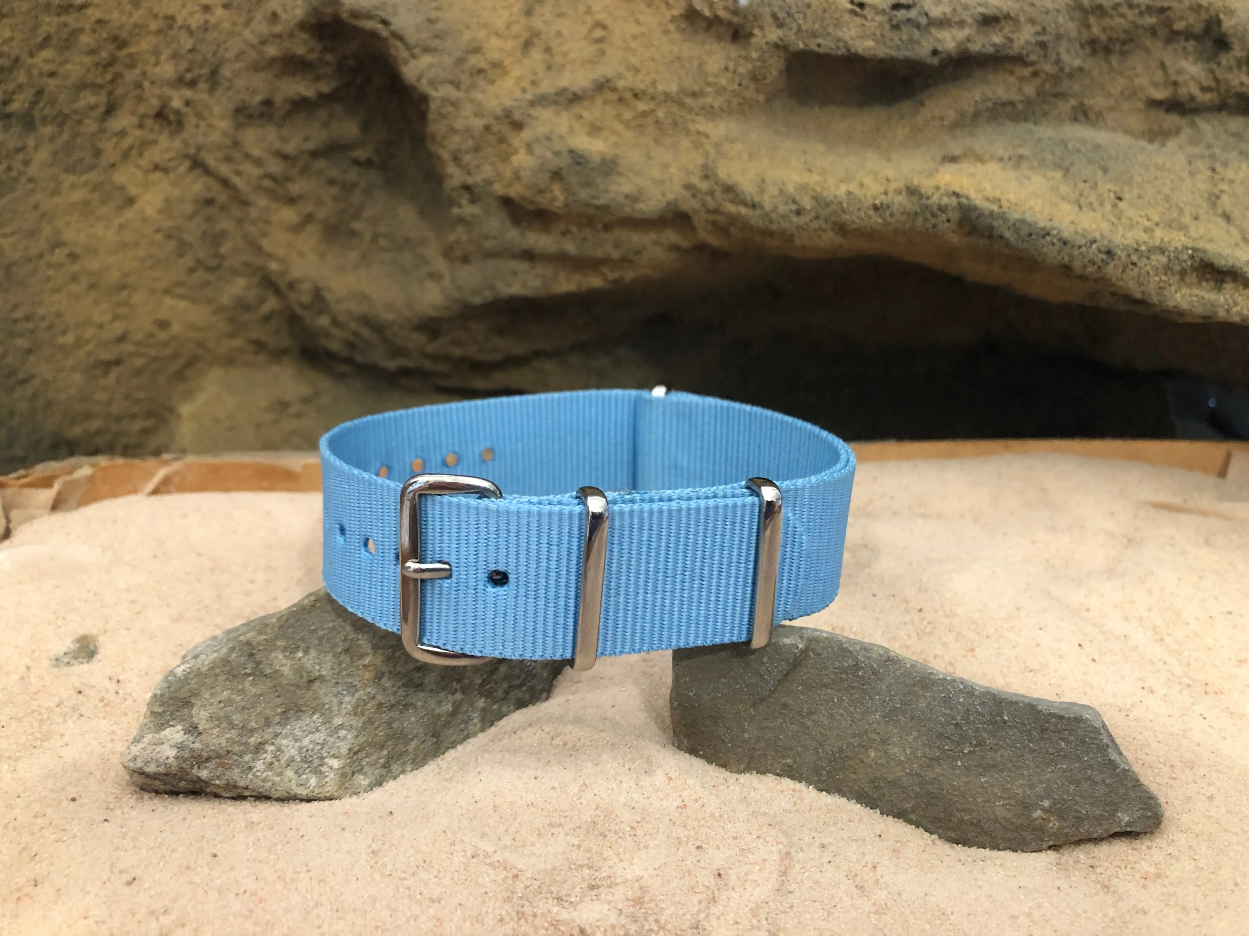 Azure Ballistic Nylon Watch Strap w/ Polished Hardware 20mm