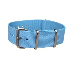 Azure Ballistic Nylon Watch Strap w/ Polished Hardware 20mm