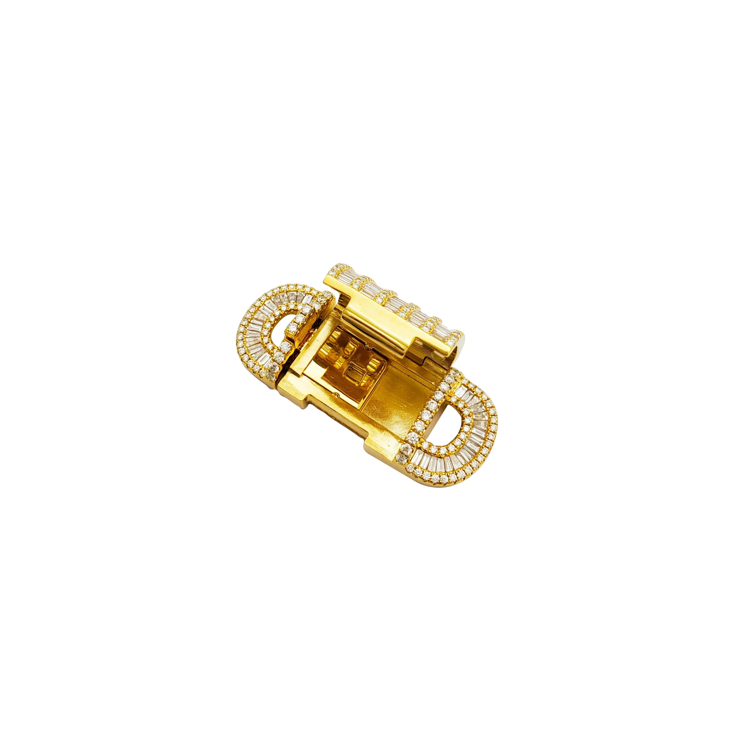 Baguette & Round Diamond Rectangle Clasp (14K)