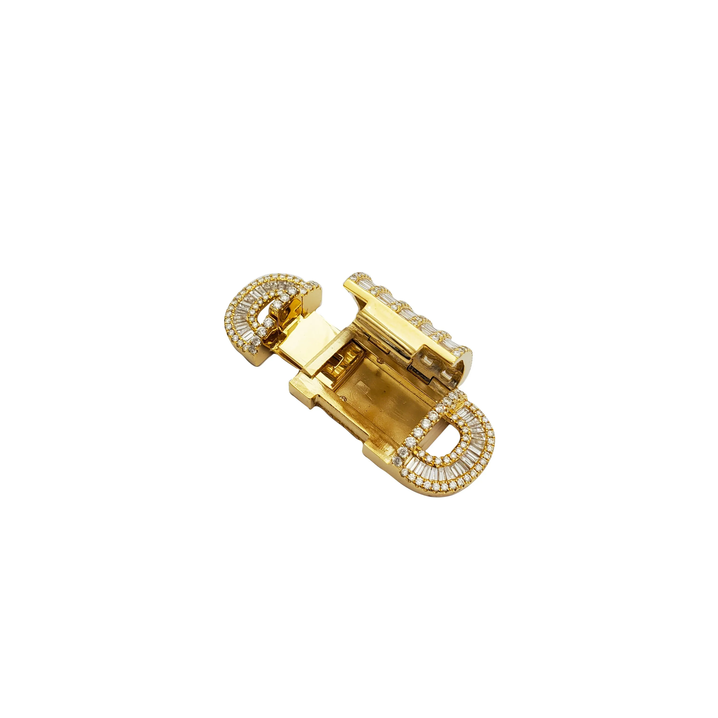 Baguette & Round Diamond Rectangle Clasp (14K)