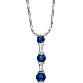 Baguette & Round Sapphire & Diamond Pendant