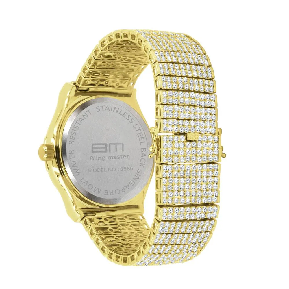 Baguette Bezel 10 Row CZ Band Iced Out Watch