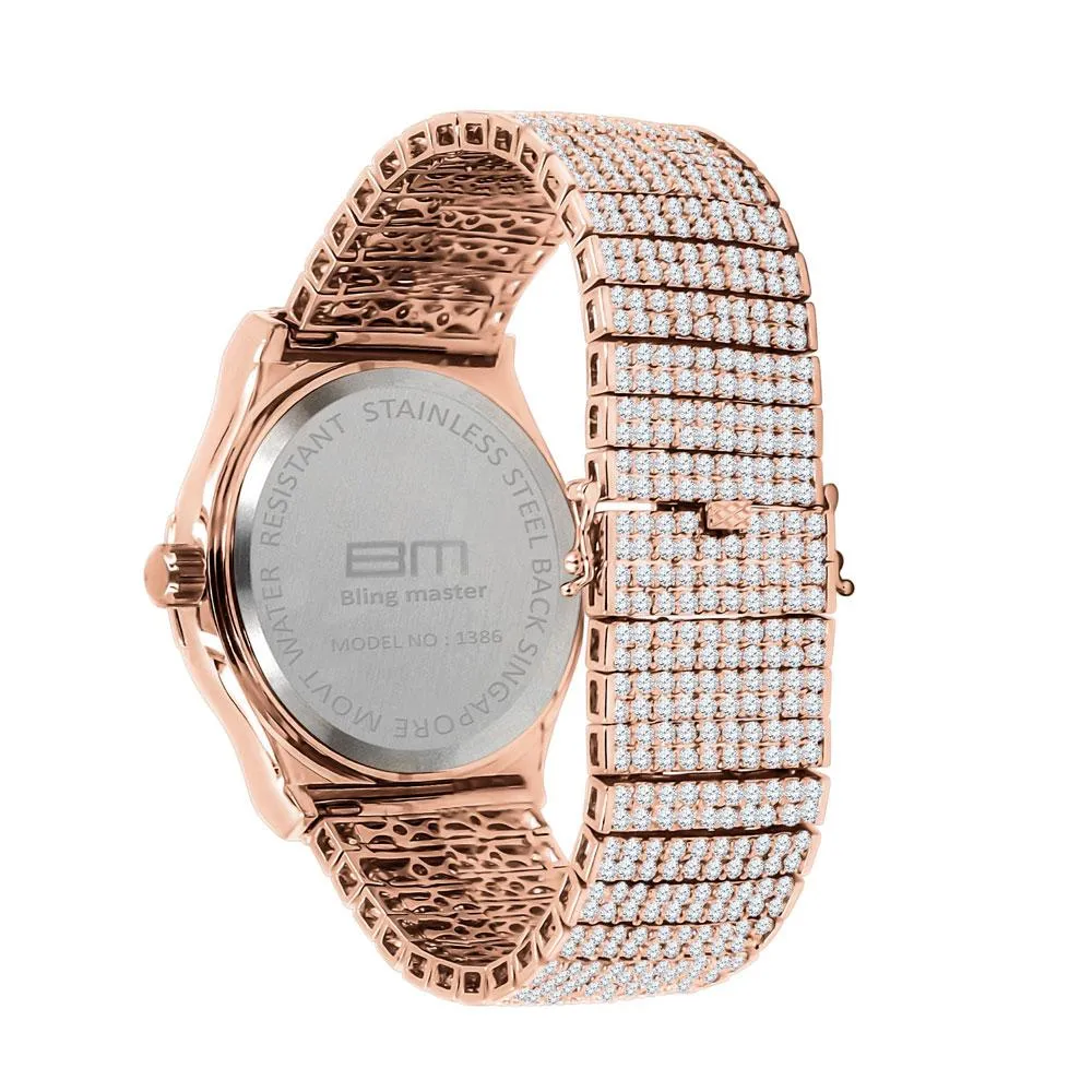 Baguette Bezel 10 Row CZ Band Iced Out Watch