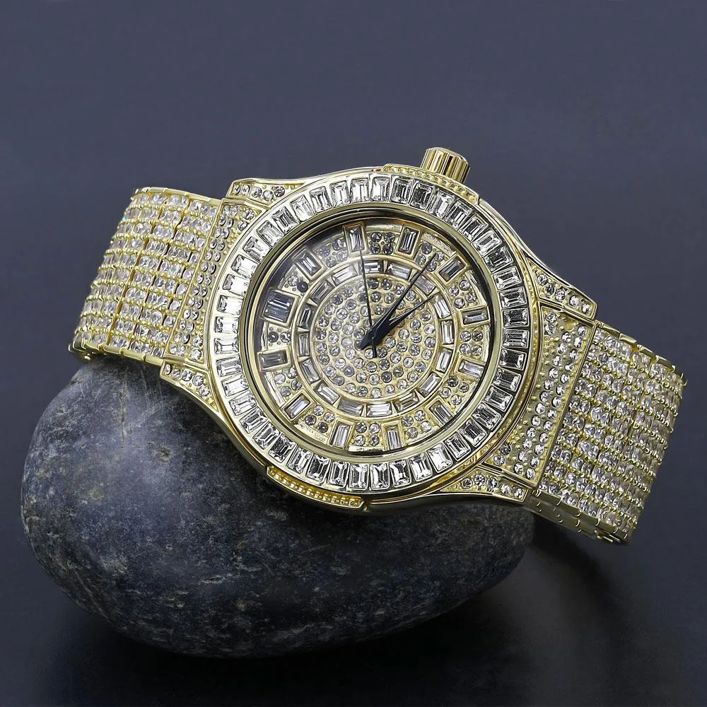 Baguette Bezel 10 Row CZ Band Iced Out Watch