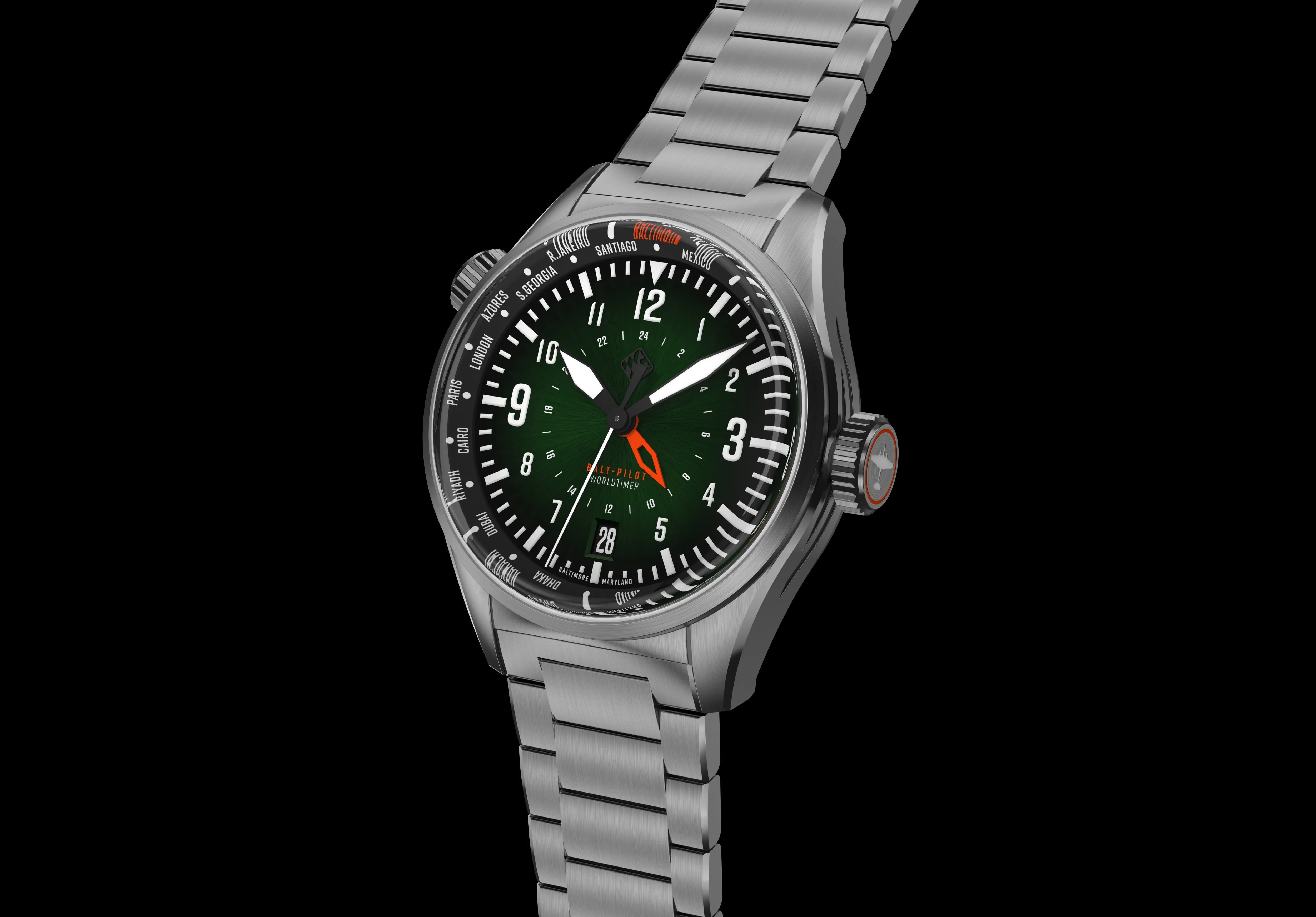 Balt-Pilot Worldtimer Dark Emerald