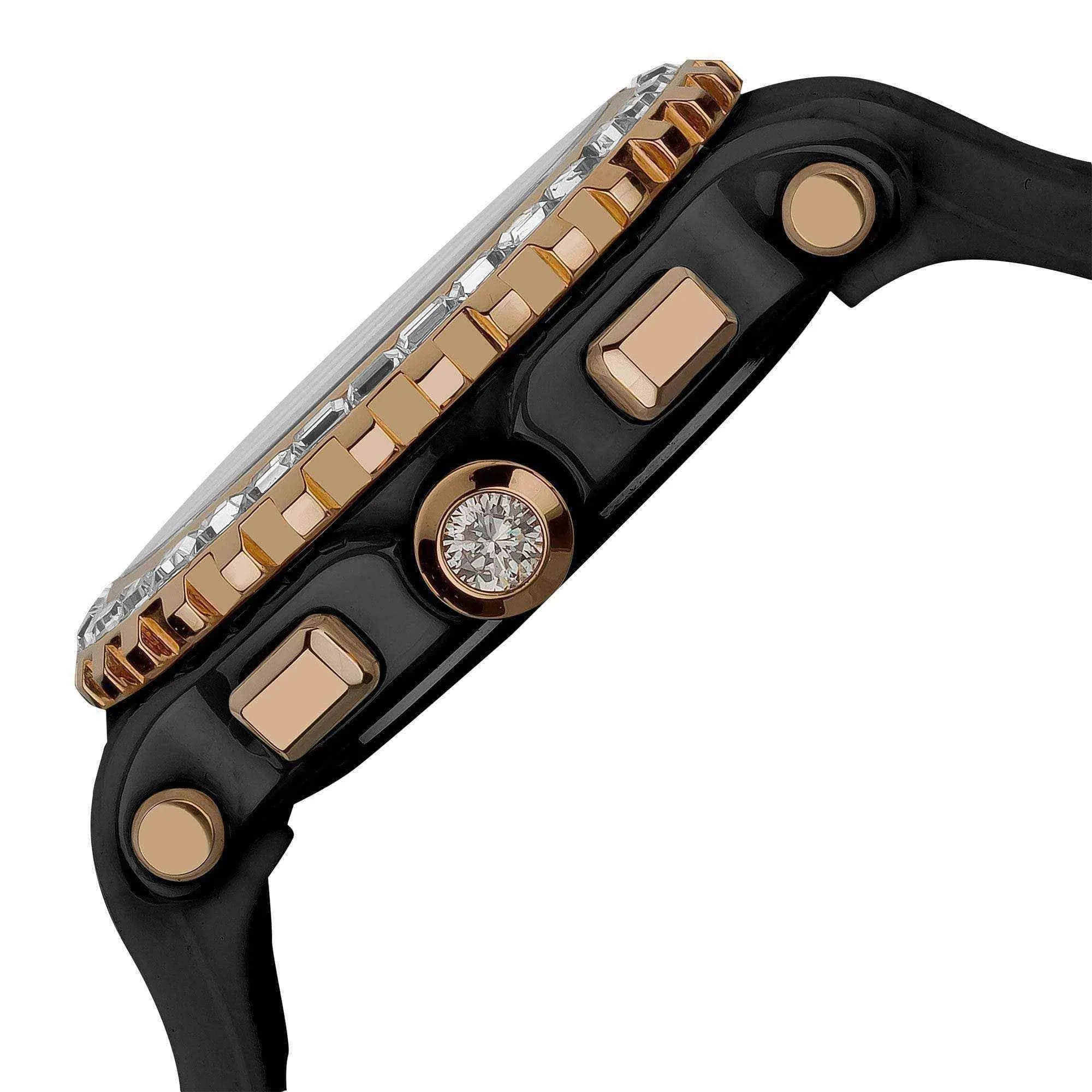 Black and rose gold watch
