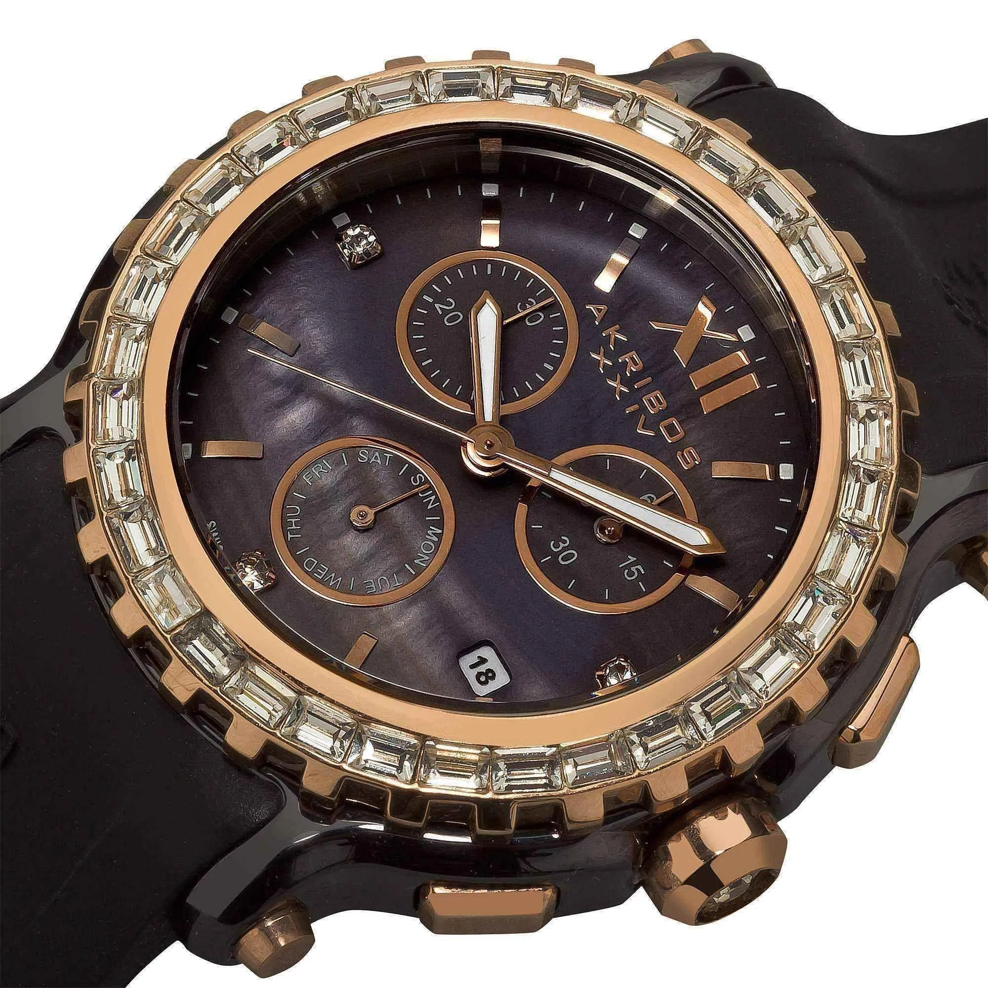 Black and rose gold watch