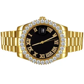 Black Roman Dial Stainless Steel 41mm Solitaire Bezel Watch