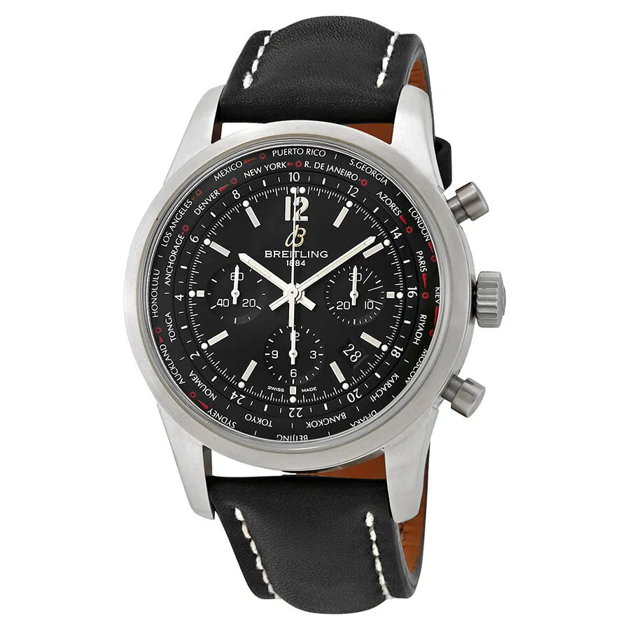 Breitling Transocean Chronograph Unitime Pilot Black Dial Men's Watch AB0510U6-BC26BKLT AB0510U6/BC26-441X-A20BASA.1