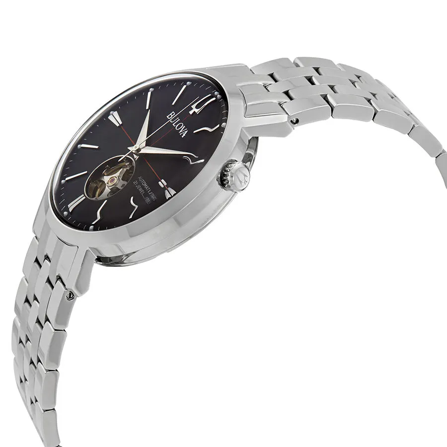 Bulova Classic Automatic Black Dial Stainless Steel Men's Watch 96A199