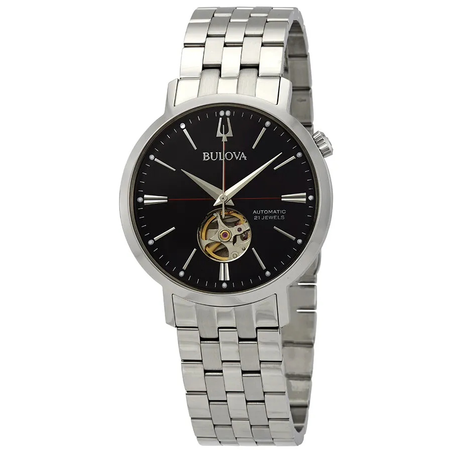 Bulova Classic Automatic Black Dial Stainless Steel Men's Watch 96A199