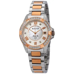 Bulova Marine Star Diamond White Mother of Pearl Dial Ladies Watch 98R234