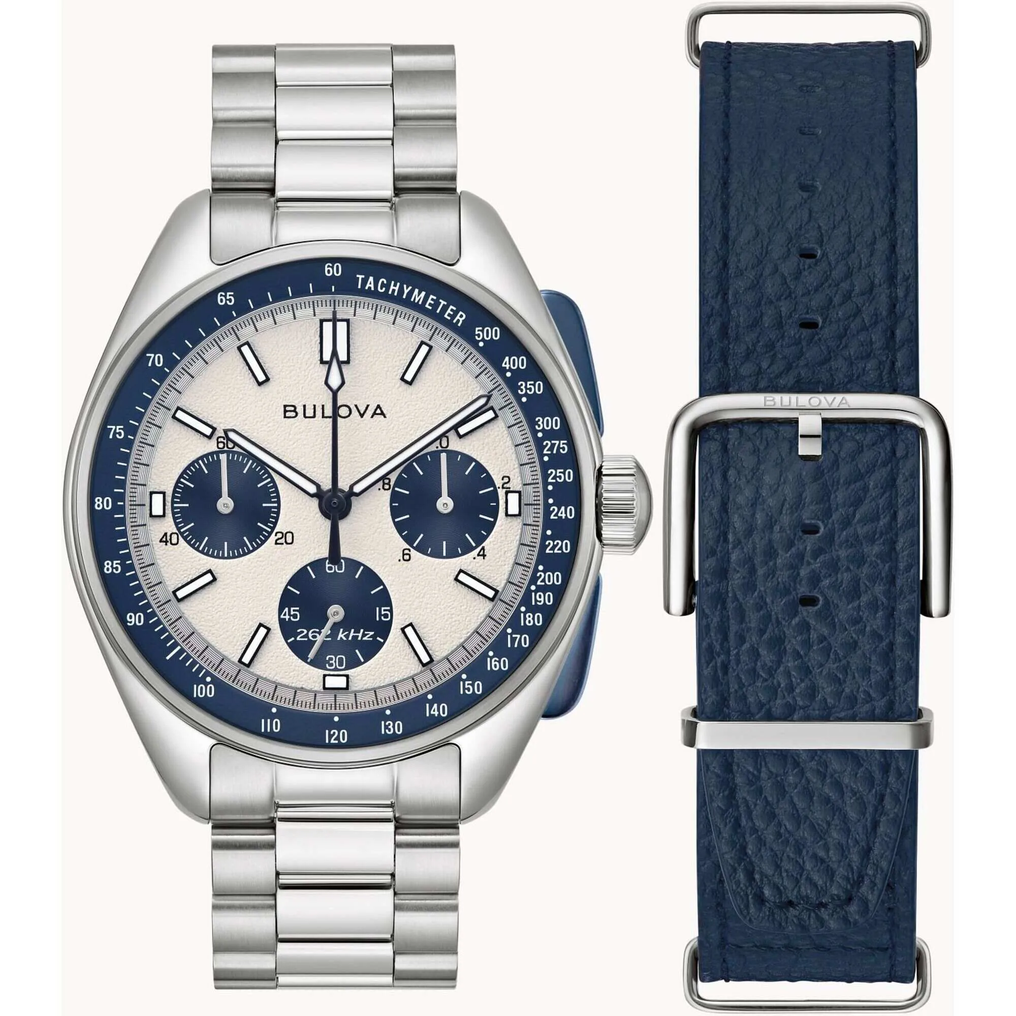 Bulova Men's Watch - Lunar Pilot Chronograph Silver Tone Dial Bracelet | 98K112