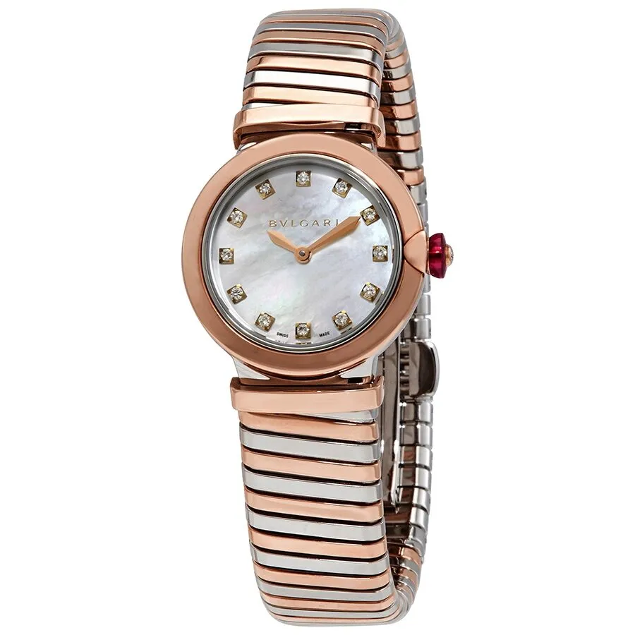Bvlgari LVCEA Tubogas Quartz Diamond White Mother of Pearl Dial Ladies Watch 102952