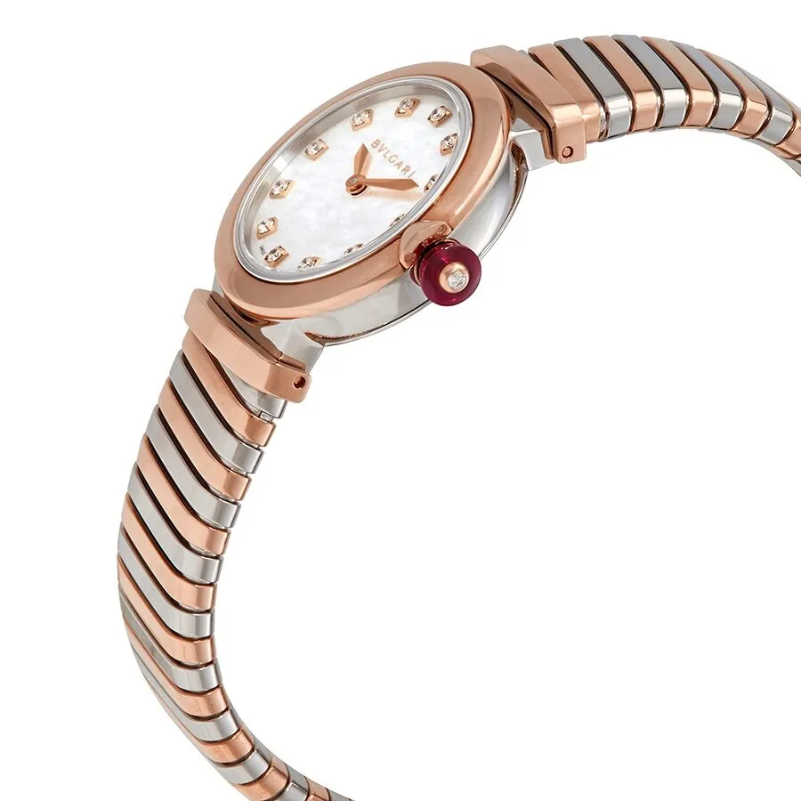 Bvlgari LVCEA Tubogas Quartz Diamond White Mother of Pearl Dial Ladies Watch 102952