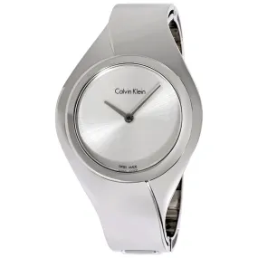 Calvin Klein Senses Silver Dial Ladies Stainless Steel Small Bangle Watch K5N2S126
