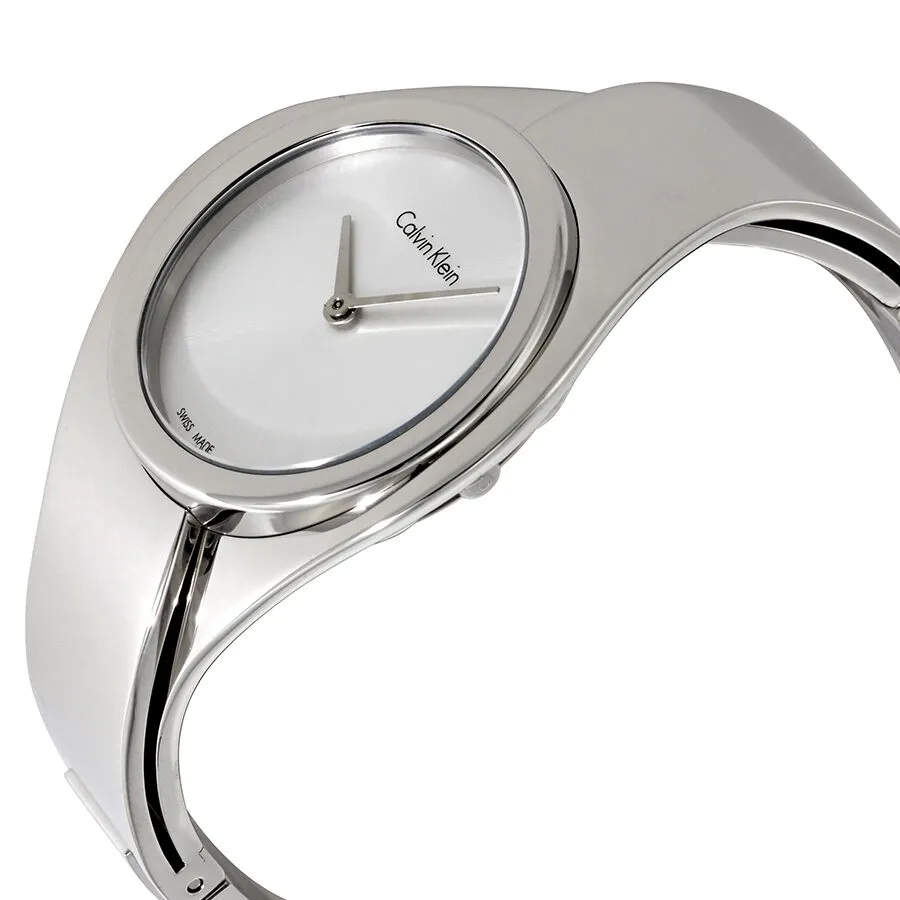 Calvin Klein Senses Silver Dial Ladies Stainless Steel Small Bangle Watch K5N2S126