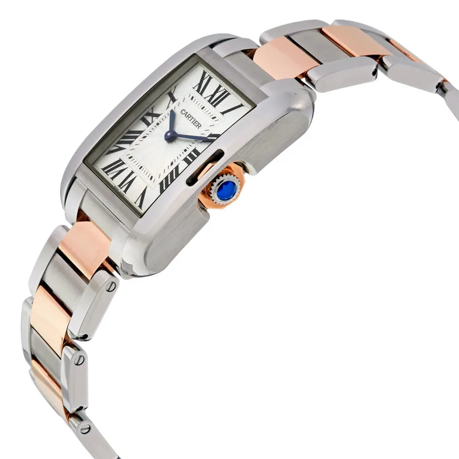 Cartier Tank Anglaise Silvered Flinque Dial Ladies Watch W5310043