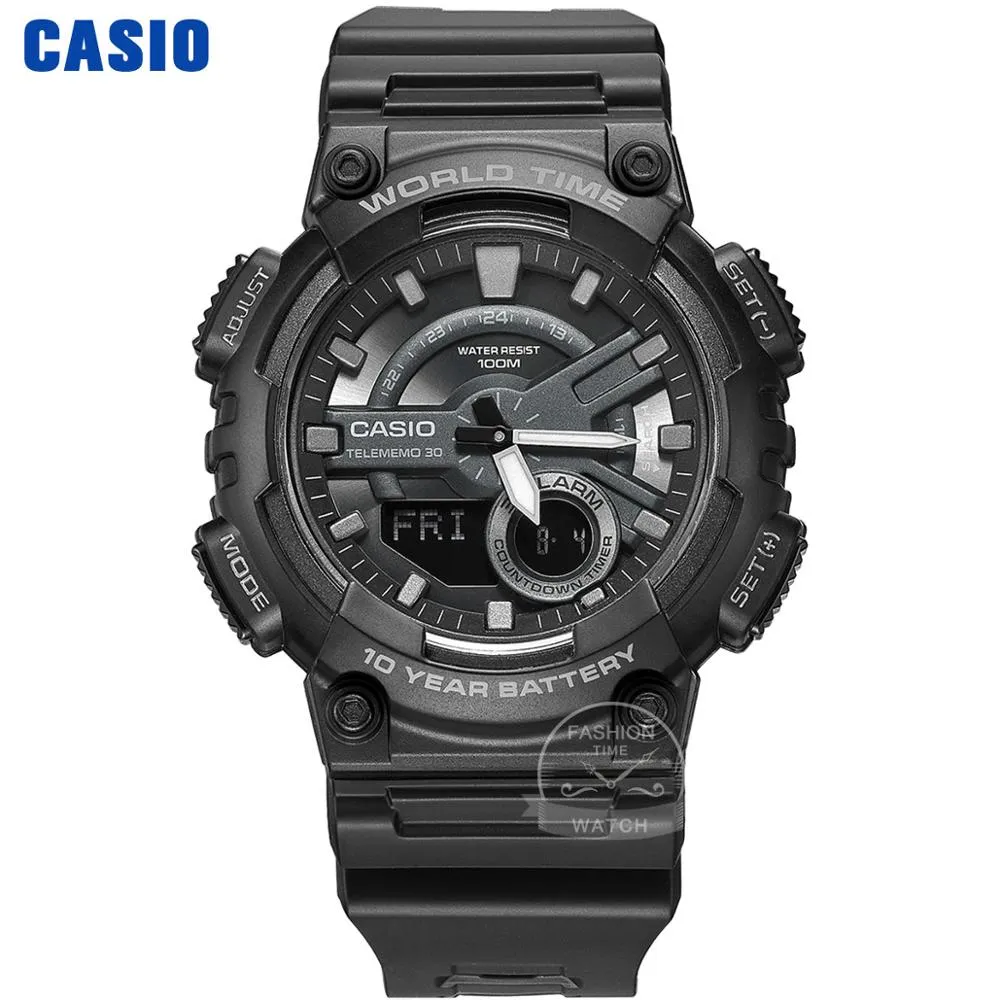 Casio AEQ-110 Series Men's Sports Watch: 100M Waterproof Timepiece with 10-Year Battery Life and World Time