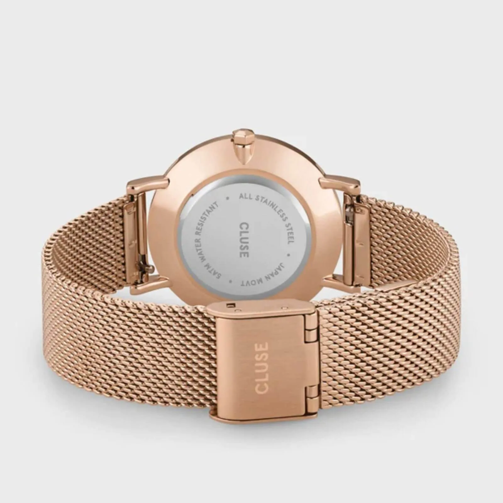 Cluse Minuit Crystal Rose Gold Mesh Watch