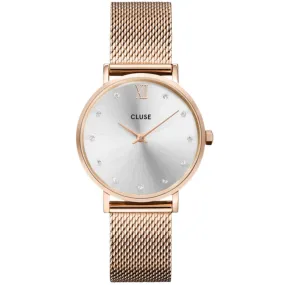 Cluse Minuit Crystal Rose Gold Mesh Watch