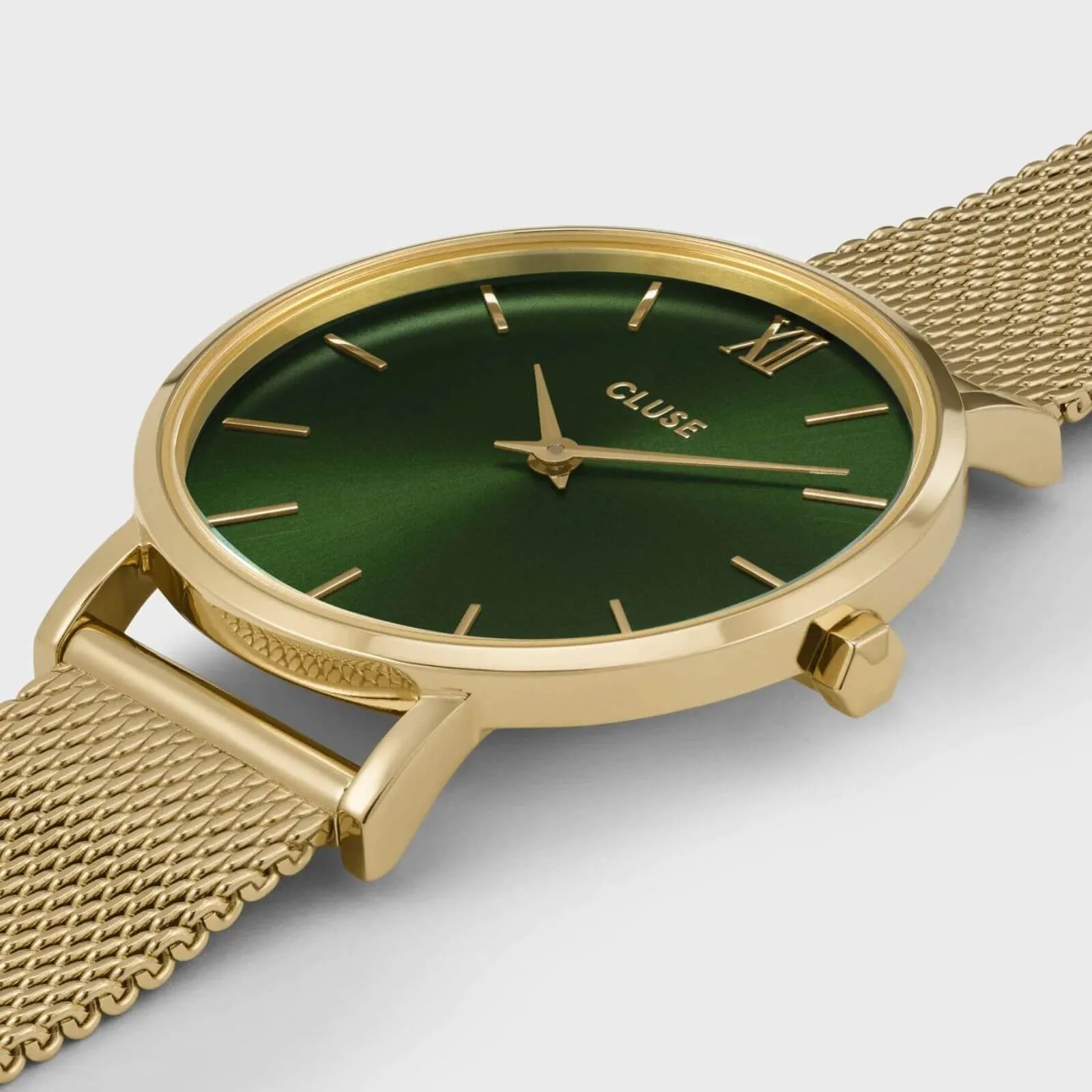 Cluse Minuit Gold Mesh Watch - Green