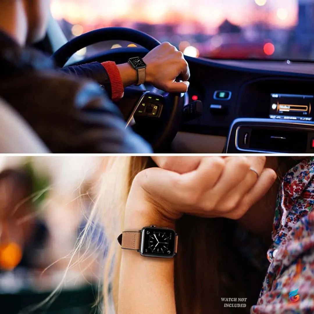 Coffee Brown leather combine soft silicon and rubber watch band