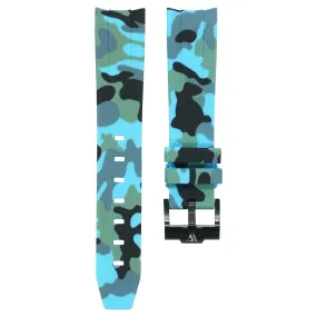 Curved Camo Rubber Strap - Baby Blue Camo