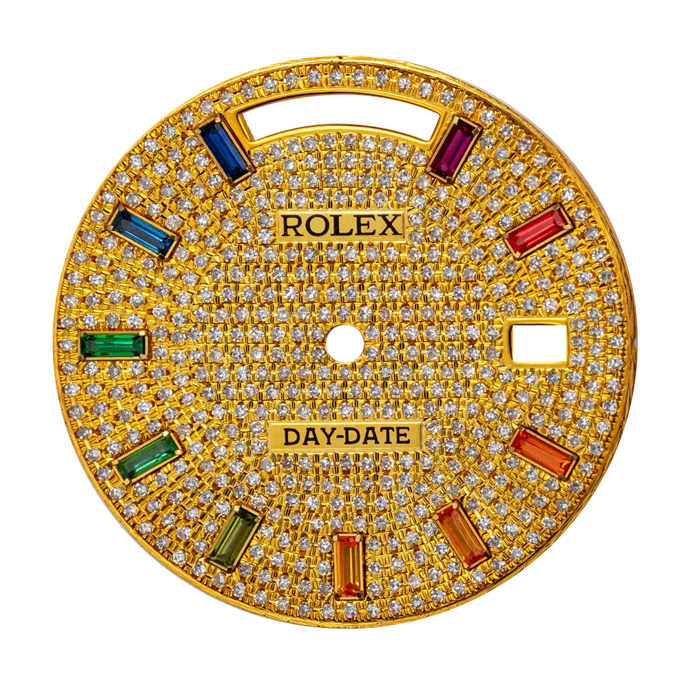 Custom Yellow Gold Diamond Paved Dial for Rolex Day-Date 40