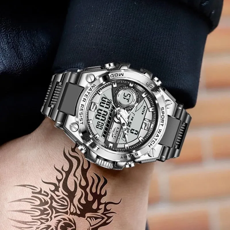 Digital Men Military Watch 50m Waterproof Wristwatch LED Quartz Clock Sport Watch Male Big Watches