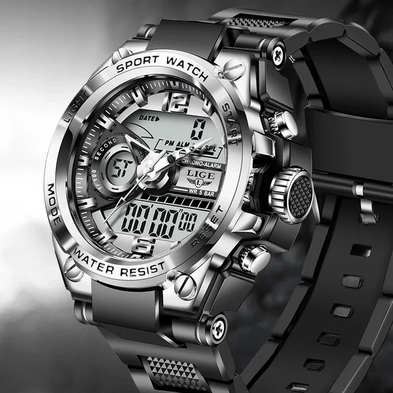 Digital Men Military Watch 50m Waterproof Wristwatch LED Quartz Clock Sport Watch Male Big Watches