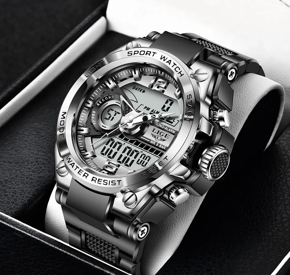 Digital Men Military Watch 50m Waterproof Wristwatch LED Quartz Clock Sport Watch Male Big Watches