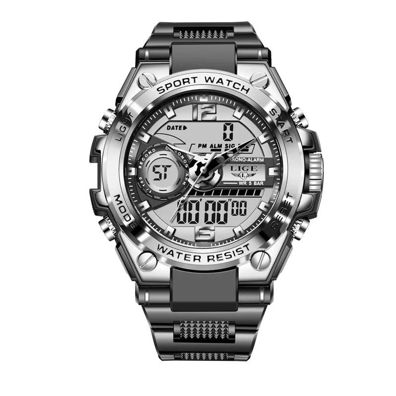 Digital Men Military Watch 50m Waterproof Wristwatch LED Quartz Clock Sport Watch Male Big Watches