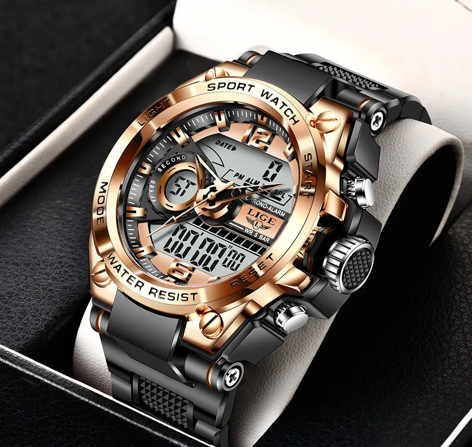 Digital Men Military Watch 50m Waterproof Wristwatch LED Quartz Clock Sport Watch Male Big Watches