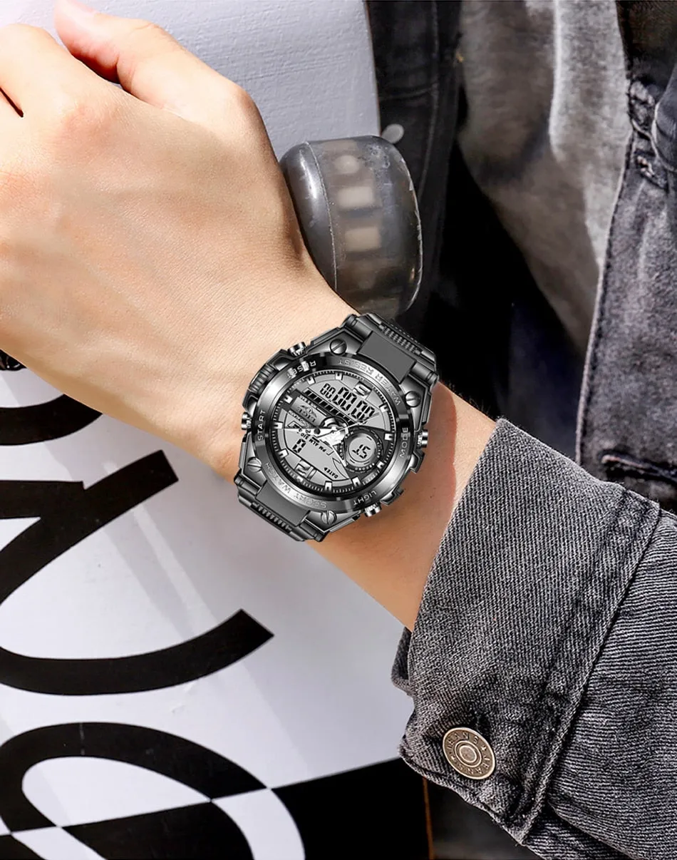 Digital Men Military Watch 50m Waterproof Wristwatch LED Quartz Clock Sport Watch Male Big Watches