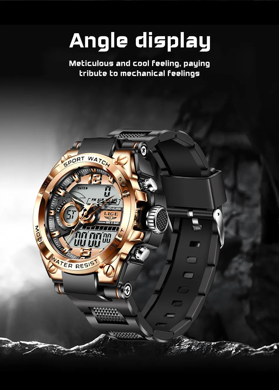 Digital Men Military Watch 50m Waterproof Wristwatch LED Quartz Clock Sport Watch Male Big Watches