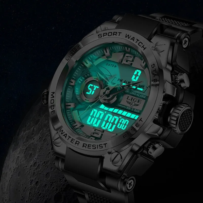 Digital Men Military Watch 50m Waterproof Wristwatch LED Quartz Clock Sport Watch Male Big Watches