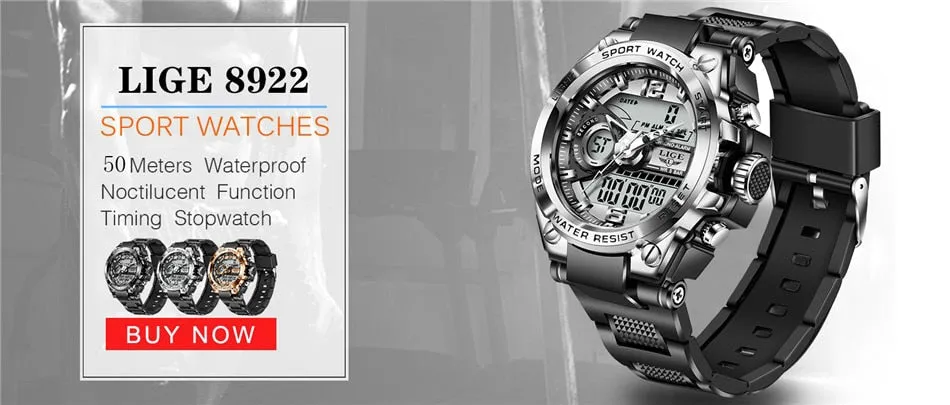Digital Men Military Watch 50m Waterproof Wristwatch LED Quartz Clock Sport Watch Male Big Watches