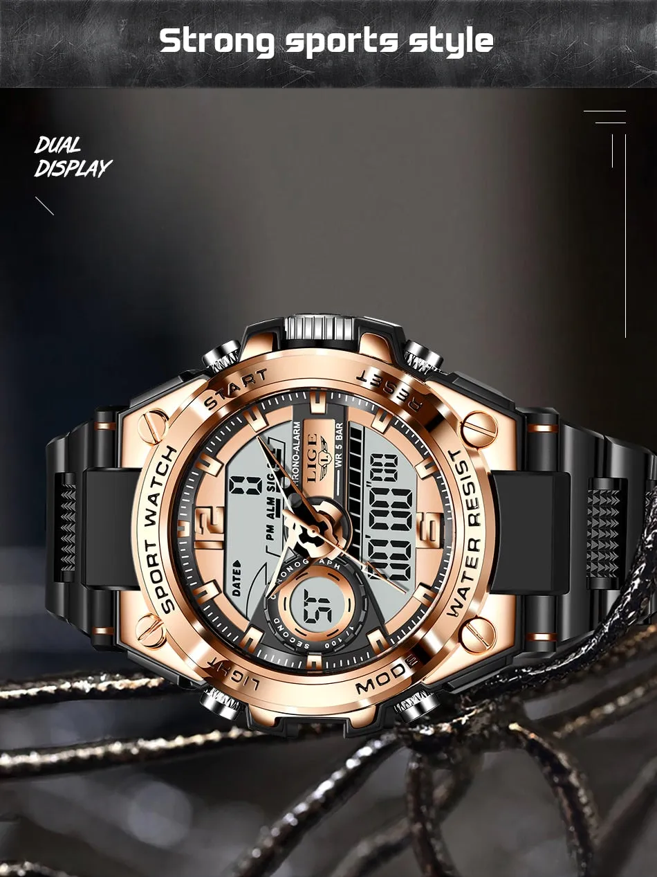 Digital Men Military Watch 50m Waterproof Wristwatch LED Quartz Clock Sport Watch Male Big Watches
