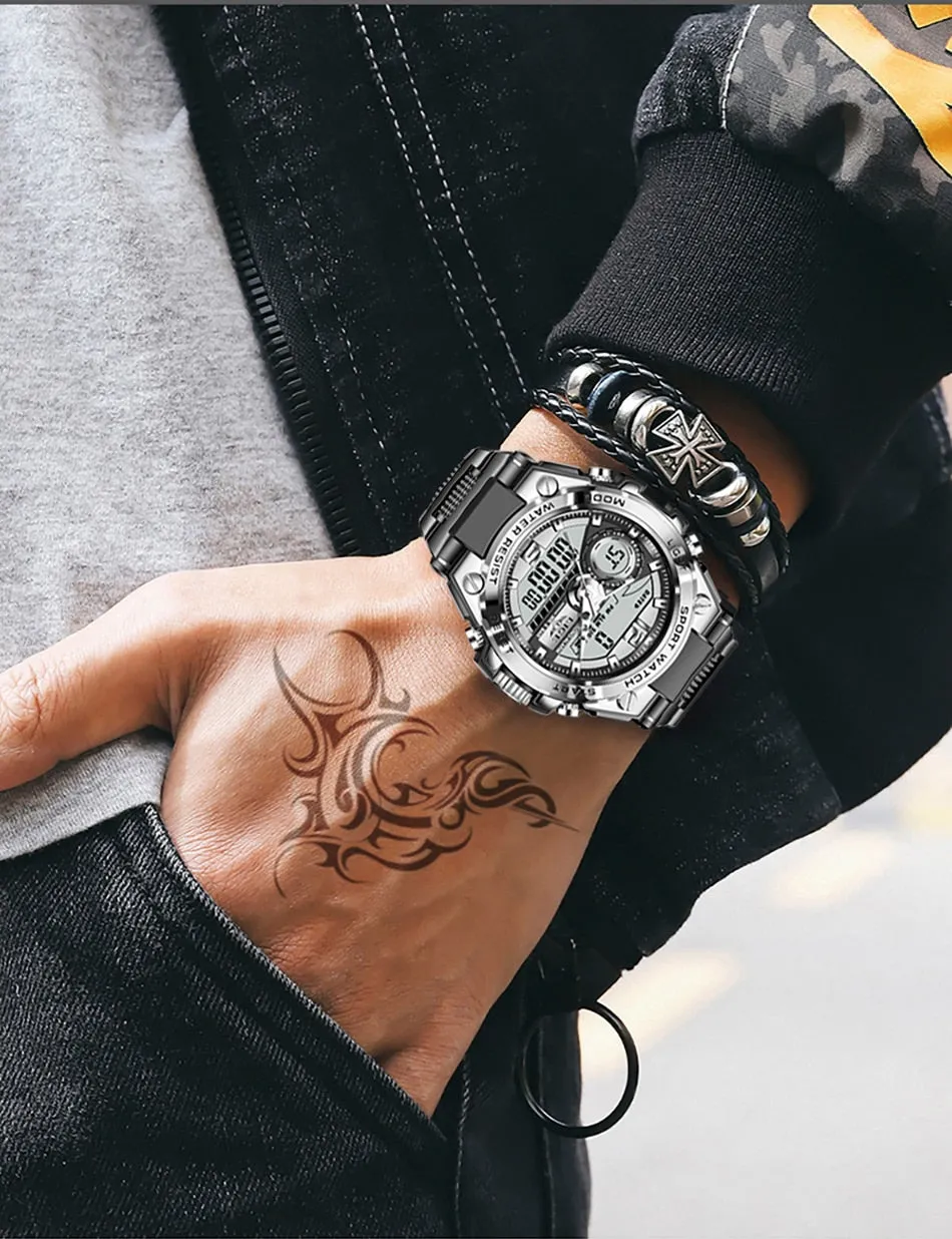 Digital Men Military Watch 50m Waterproof Wristwatch LED Quartz Clock Sport Watch Male Big Watches