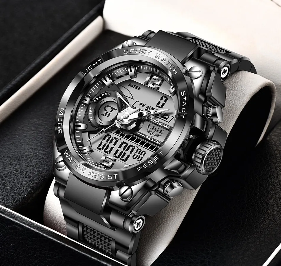 Digital Men Military Watch 50m Waterproof Wristwatch LED Quartz Clock Sport Watch Male Big Watches