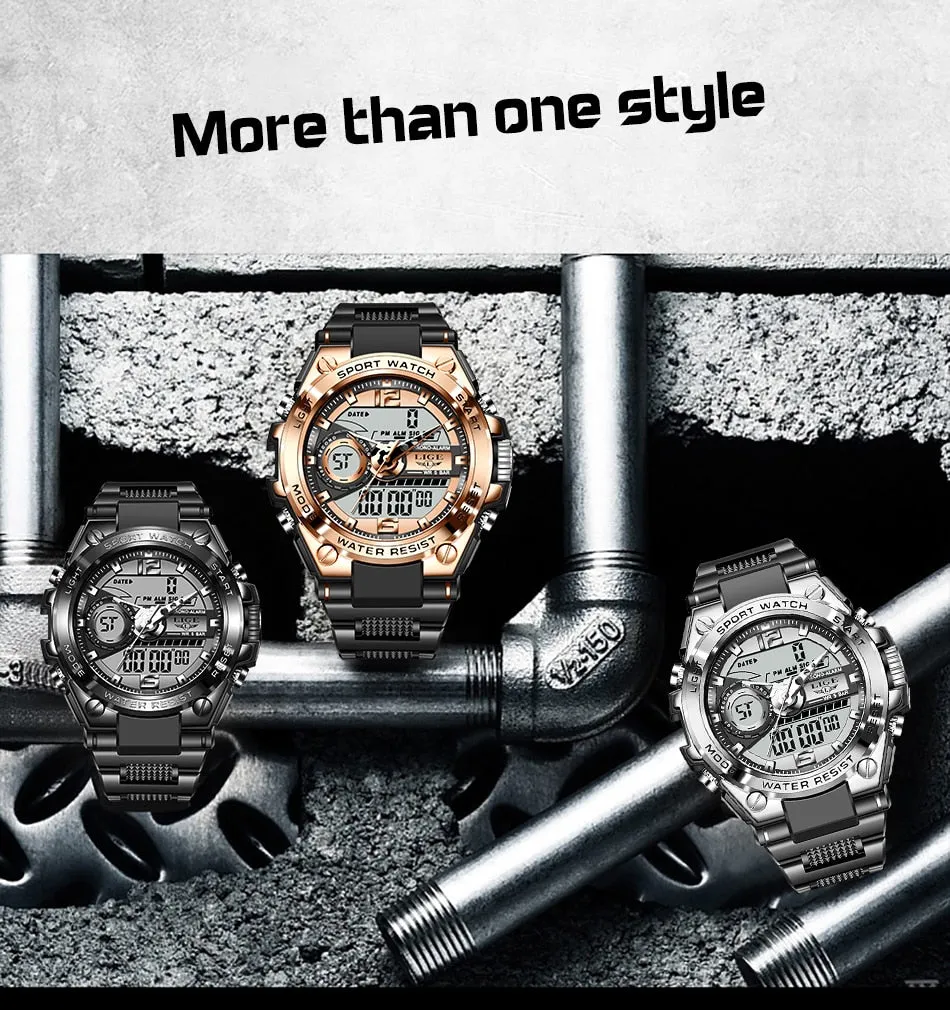 Digital Men Military Watch 50m Waterproof Wristwatch LED Quartz Clock Sport Watch Male Big Watches
